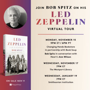 "Led Zeppelin, The Biography," a conversation with Bob Spitz at the Westport Library, 11.18.21