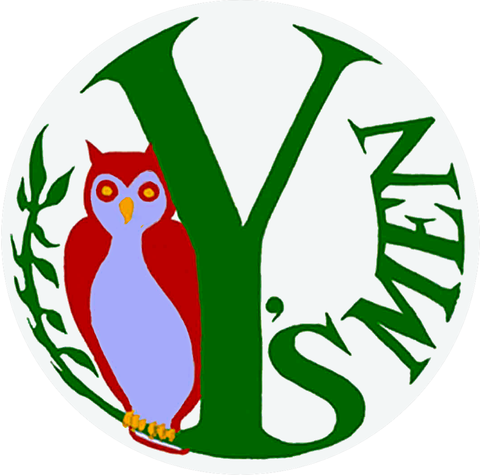 Logo for Westport's Y's Men round with green lettering and an owl