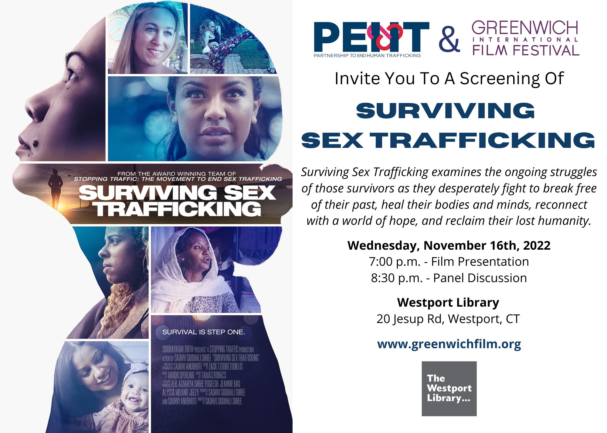 A montage image with information for the Surviving Sex Education film screening