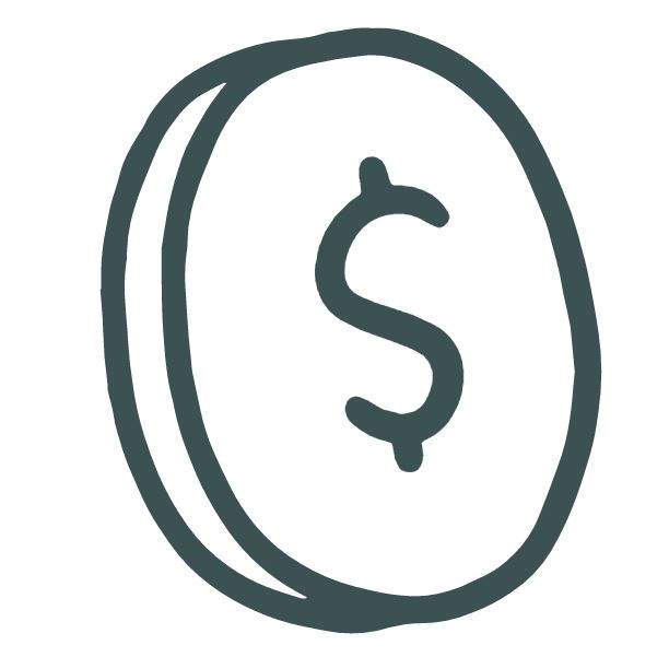 Graphic: Drawing of a coin with a dollar sign on it