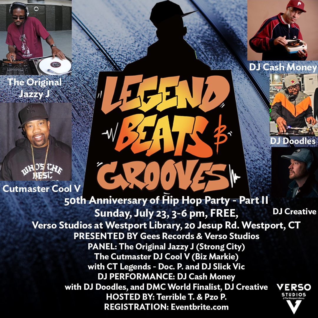 Hip Hop Innovators The Original Jazzy Jay and DJ Cash Money to Appear at Verso Studios at The Library for Encore Hip Hop 50th Anniversary Celebration | The Westport Library