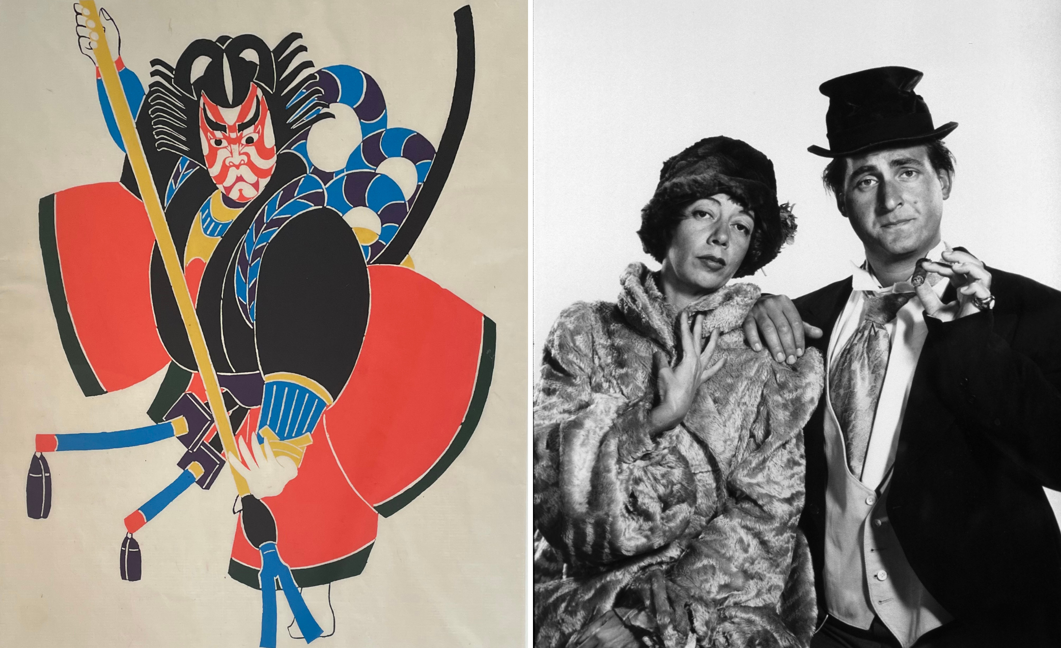 Pictured (L to R): Yanone C by Hiromitsu Takahashi and Sid Caesar and Imogene Coca, Your Show of Shows by Victor Keppler, courtesy WestPAC.